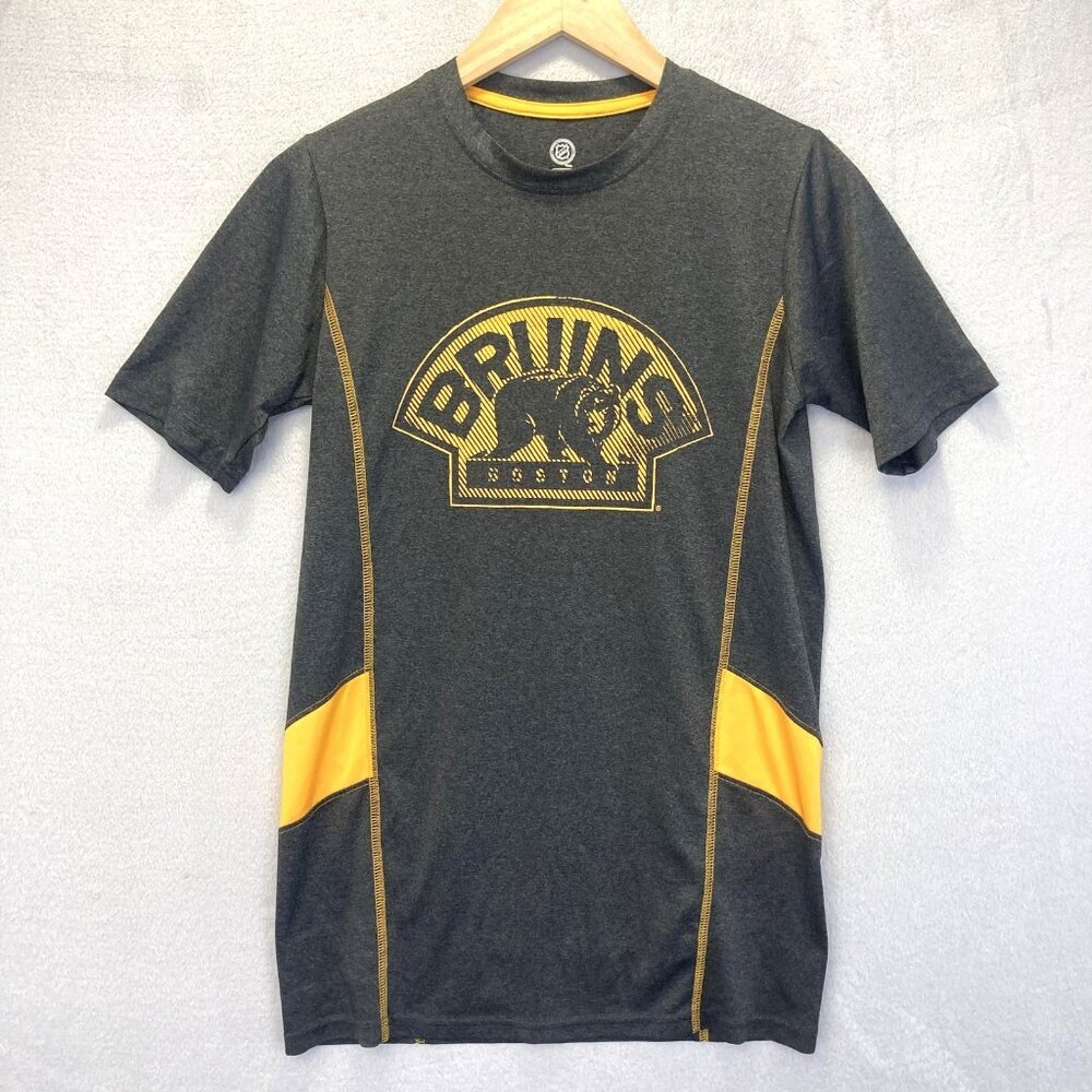 Boston Bruins Performance Tee Shirt Mens Small Gray Yellow NHL‎ Hockey 34/36